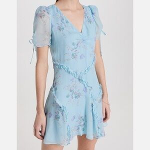 LoveShackFancy Posh Floral Ruffle Mini Dress in Spring Breeze